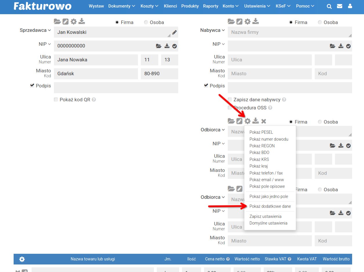 Inny nabywca i odbiorca na dokumencie
